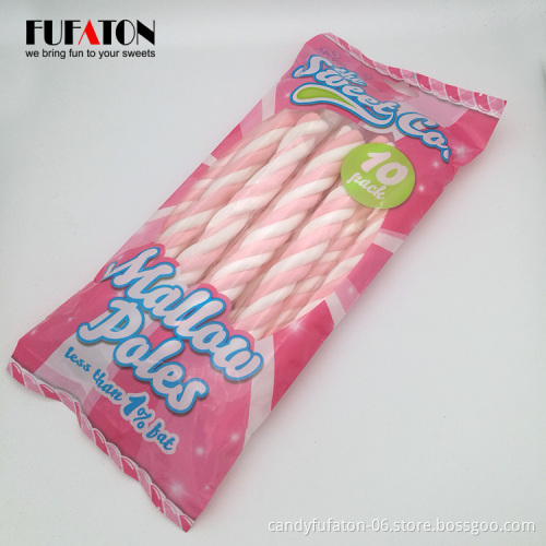 Fruit flavored colorful long twist marshmallow candy halal